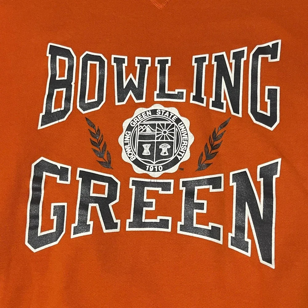 Bowling Green University Sweater Men XL Orange Russell Athletic NCAA Box Fit USA